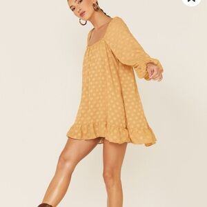 Show Me Your Mumu Mustard Dot Briar Mini Dress Sz XS